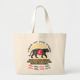 Jaar van de tijgerkwaliteiten grote tote bag