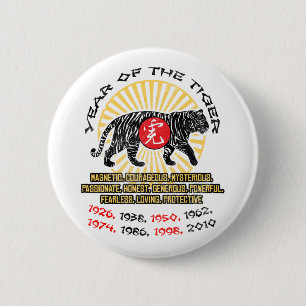 Jaar van de tijgerkwaliteiten ronde button 5,7 cm