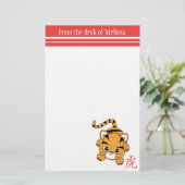 Jaar van de tijgerstrook briefpapier (Staand voorkant)