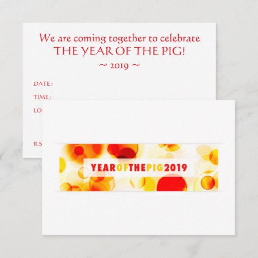 Jaar van de Varkens 2019 Bokeh Banner Kaart (Voorkant / Achterkant)