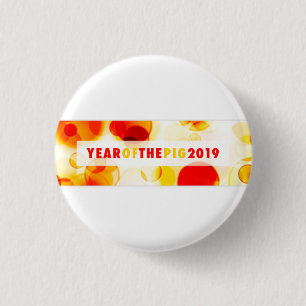 Jaar van de Varkens 2019 Bokeh Banner Ronde Button 3,2 Cm