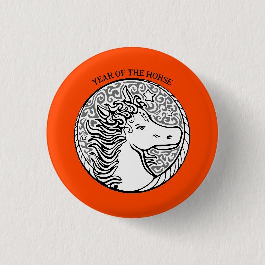 Jaar van de vurige paardenknop ronde button 3,2 cm (Voorkant)