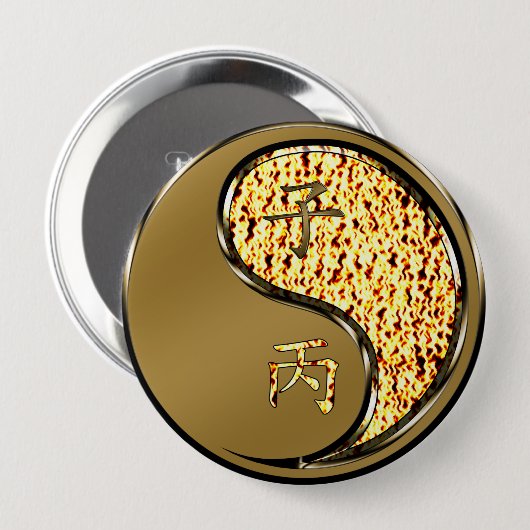 Jaar van de vuurkoers ronde button 4,0 cm (Voorkant /achterkant)