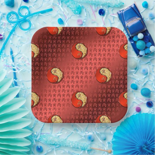 Jaar van de Vuurtijger Papieren Bordje (Feest)