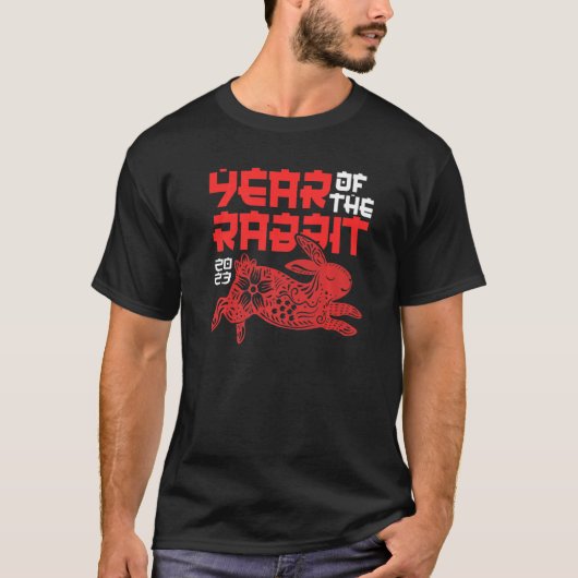 Jaar van de waterrabbijn 2023 Chinese Zodiac Manne T-shirt (Voorkant)