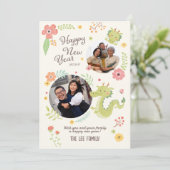 Jaar van Dragon familie Schattige Feestdagenkaart (Staand voorkant)