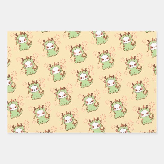 Jaar van Dragon Kawaii Mochi Schattige Kawaii Inpakpapier Vel (Voorkant 3)