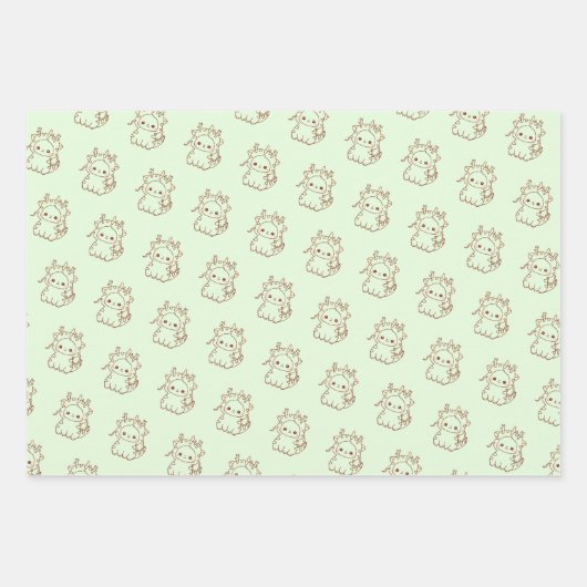 Jaar van Dragon Kawaii Mochi Schattige Kawaii Inpakpapier Vel (Voorkant 2)