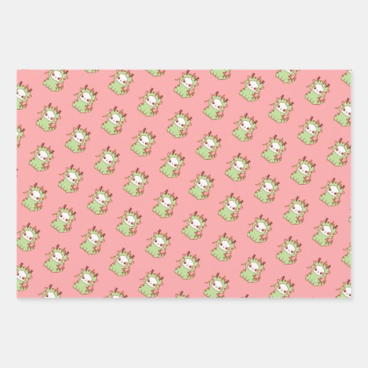 Jaar van Dragon Kawaii Mochi Schattige Kawaii Inpakpapier Vel (Voorkant)