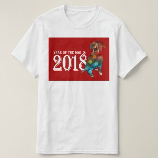 Jaar van dubbele blootstelling Dog 2018 T-shirt (Design voorkant)