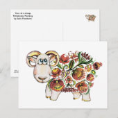 Jaar van een schaap - Oekraïens Petrykivsky Schild Briefkaart (Voorkant / Achterkant)