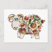 Jaar van een schaap - Oekraïens Petrykivsky Schild Briefkaart (Voorkant)
