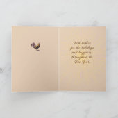 Jaar van Haan Met Gouden Stralen Feestdagen Kaart (Binnen)