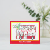 Jaar van het Briefkaart van de konijnenbus Chinees (Staand voorkant)