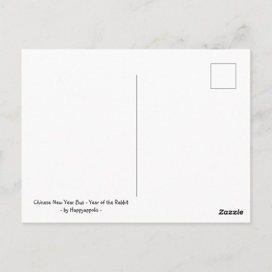 Jaar van het Briefkaart van de konijnenbus Chinees (Achterkant)