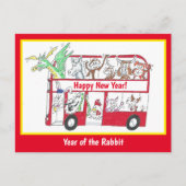 Jaar van het Briefkaart van de konijnenbus Chinees (Voorkant)