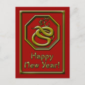 Jaar van het Briefkaart van de Slang in Rood en (Voorkant)