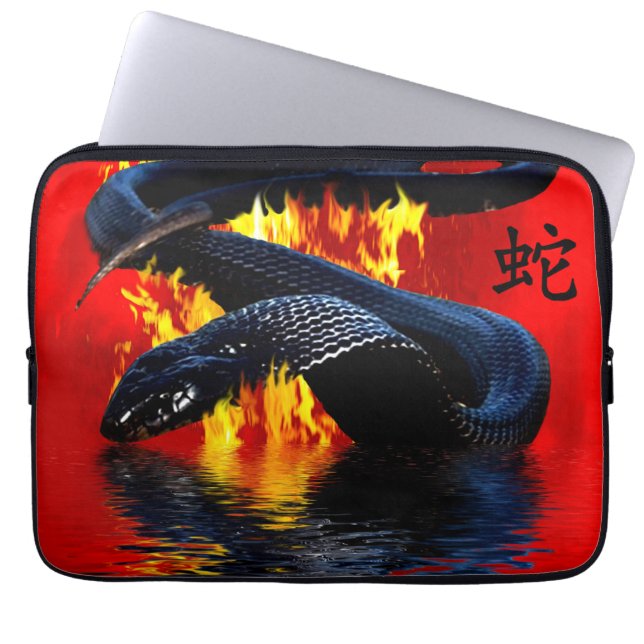 Jaar van het Chinese nieuwjaar van de zwarte slang Laptop Sleeve (Voorkant)