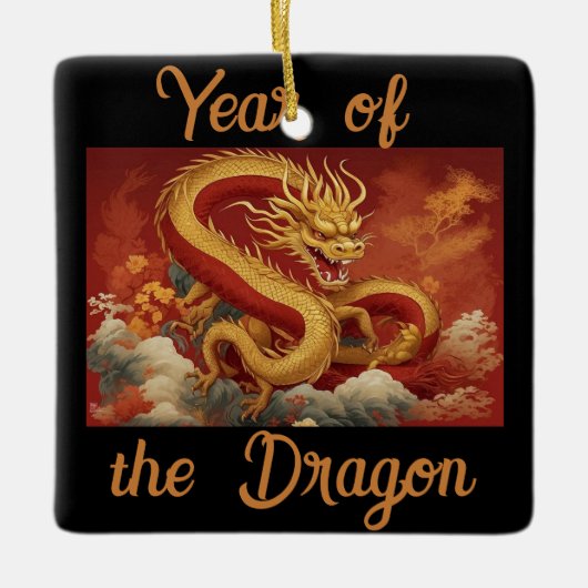 Jaar van het Dragon Ceramic Ornament (Voorkant)