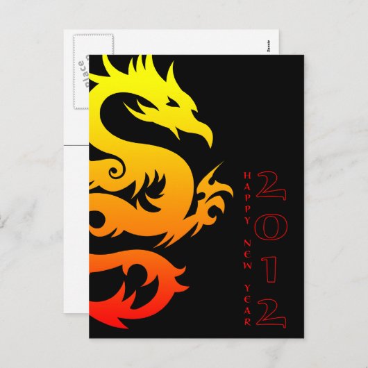 jaar van het dragon chinese symbool feestdagenkaart (Voorkant / Achterkant)