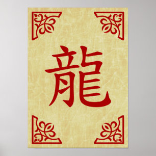 jaar van het dragon chinese symbool poster