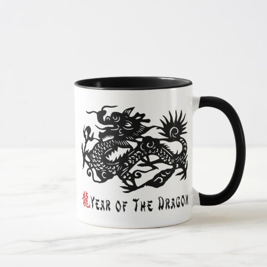Jaar van het Dragon Paper Cut Cadeau Mok (Rechts)