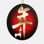 Jaar van het geitensymbool Gold Keramisch Ornament (Links)
