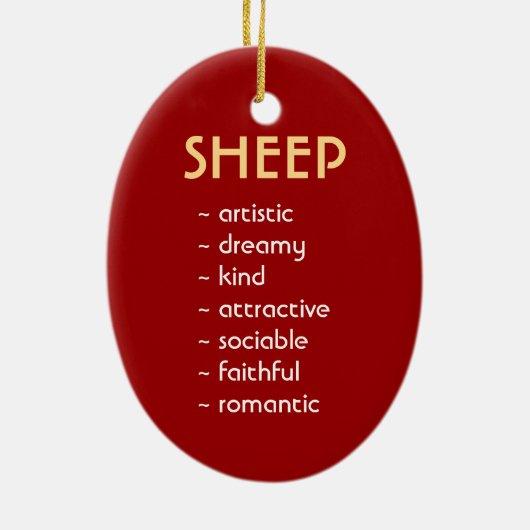 Jaar van het gouden schaap Rood Ornament (Achterkant)