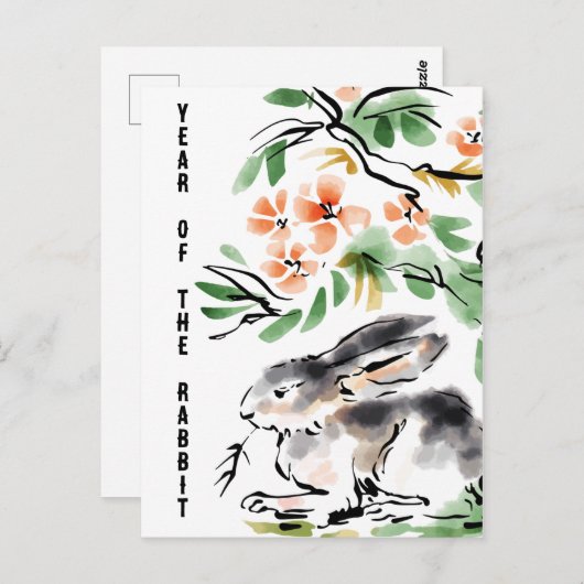 Jaar van het konijn briefkaart (Voorkant / Achterkant)