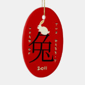 Jaar van het Konijn Chinees Nieuwjaar 2011 Keramisch Ornament (Rechts)