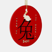 Jaar van het Konijn Chinees Nieuwjaar 2011 Keramisch Ornament (Rechts)