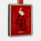Jaar van het Konijn Chinees Nieuwjaar 2011 Metalen Ornament (Rechts)