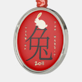 Jaar van het Konijn Chinees Nieuwjaar 2011 Metalen Ornament (Links)