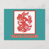 Jaar van het Konijn Chinese Paper Cut Art Feestdagenkaart (Voorkant)