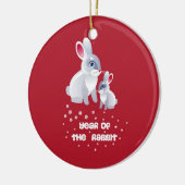 Jaar van het konijn. Cute Bunnies Keramisch Ornament (Links)
