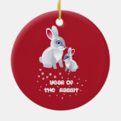 Jaar van het konijn. Cute Bunnies Keramisch Ornament (Achterkant)