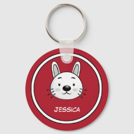 Jaar van het konijn. Cute Bunny | Aangepaste naam Sleutelhanger