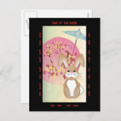 Jaar van het konijn feestdagenkaart (Voorkant / Achterkant)