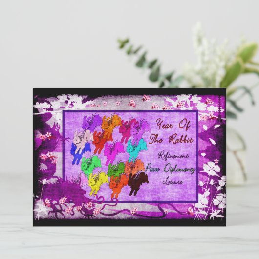 Jaar van het konijn kaart (Staand voorkant)