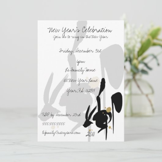 Jaar van het konijn kaart (Staand voorkant)