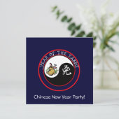 Jaar van het konijn met yin yang (witte tekst) kaart (Staand voorkant)