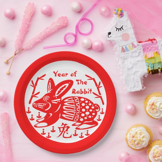 Jaar van het konijn papieren bordje (Feest)