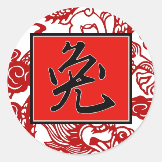 Jaar van het konijn ronde sticker (Voorkant)