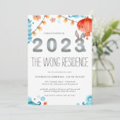 Jaar van het konijn | Uitnodiging nieuwjaarspartij (Staand voorkant)