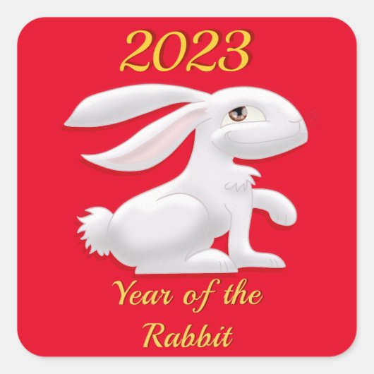 Jaar van het konijn vierkante sticker (Voorkant)