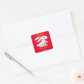 Jaar van het konijn vierkante sticker (Envelop)