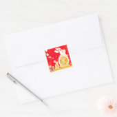 Jaar van het konijn vierkante sticker (Envelop)