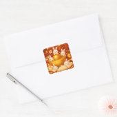 Jaar van het konijn vierkante sticker (Envelop)