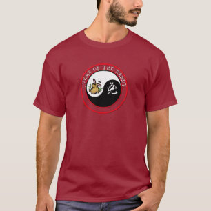 Jaar van het konijn - yinyang (witte tekst) t-shirt