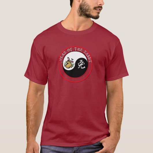 Jaar van het konijn - yinyang (witte tekst) t-shirt (Voorkant)